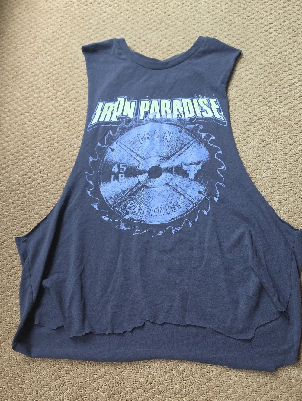 Under Armour Project Rock Iron Paradise Navy Muscle Tank Top, Med